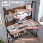 Computer Desk Writing Table w/ Power Outlets, Drawers and Storage Shelf, Workstation for Home Office