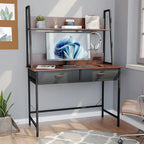 Computer Desk Writing Table w/ Power Outlets, Drawers and Storage Shelf, Workstation for Home Office