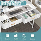 Computer Desk Writing Table w/ Power Outlets, Drawers and Storage Shelf, Workstation for Home Office