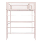 Lit mezzanine en métal pour lits jumeaux avec étagères à 4 niveaux et rangement