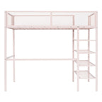 Lit mezzanine en métal pour lits jumeaux avec étagères à 4 niveaux et rangement