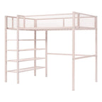 Lit mezzanine en métal pour lits jumeaux avec étagères à 4 niveaux et rangement