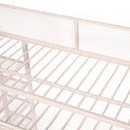 Lit mezzanine en métal pour lits jumeaux avec étagères à 4 niveaux et rangement