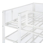 Lit mezzanine en métal pour lits jumeaux avec étagères à 4 niveaux et rangement