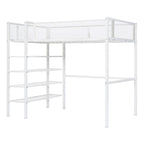 Lit mezzanine en métal pour lits jumeaux avec étagères à 4 niveaux et rangement