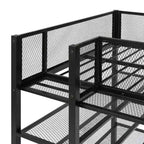 Lit mezzanine en métal pour lits jumeaux avec étagères à 4 niveaux et rangement