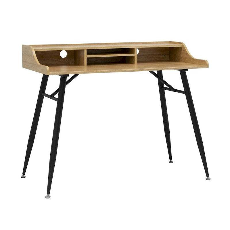 Calico Designs Woodford 45 Wide Modern, Secretary, Writing, Desk with Low Storage Hutch and Metal Tapered Legs