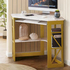 Javlergo Corner Desk with Keyboard Tray, Study Writing Computer Table for College Dorm Home Office