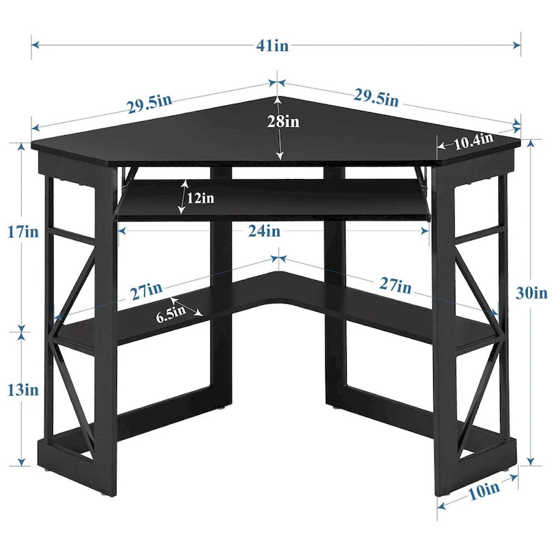 Javlergo Corner Desk with Keyboard Tray, Study Writing Computer Table for College Dorm Home Office