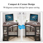 Javlergo Corner Desk with Keyboard Tray, Study Writing Computer Table for College Dorm Home Office