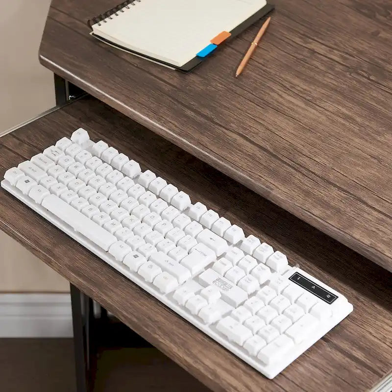 Javlergo Corner Desk with Keyboard Tray, Study Writing Computer Table for College Dorm Home Office
