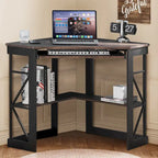 Javlergo Corner Desk with Keyboard Tray, Study Writing Computer Table for College Dorm Home Office