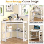 Javlergo Corner Desk with Keyboard Tray, Study Writing Computer Table for College Dorm Home Office