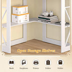 Javlergo Corner Desk with Keyboard Tray, Study Writing Computer Table for College Dorm Home Office