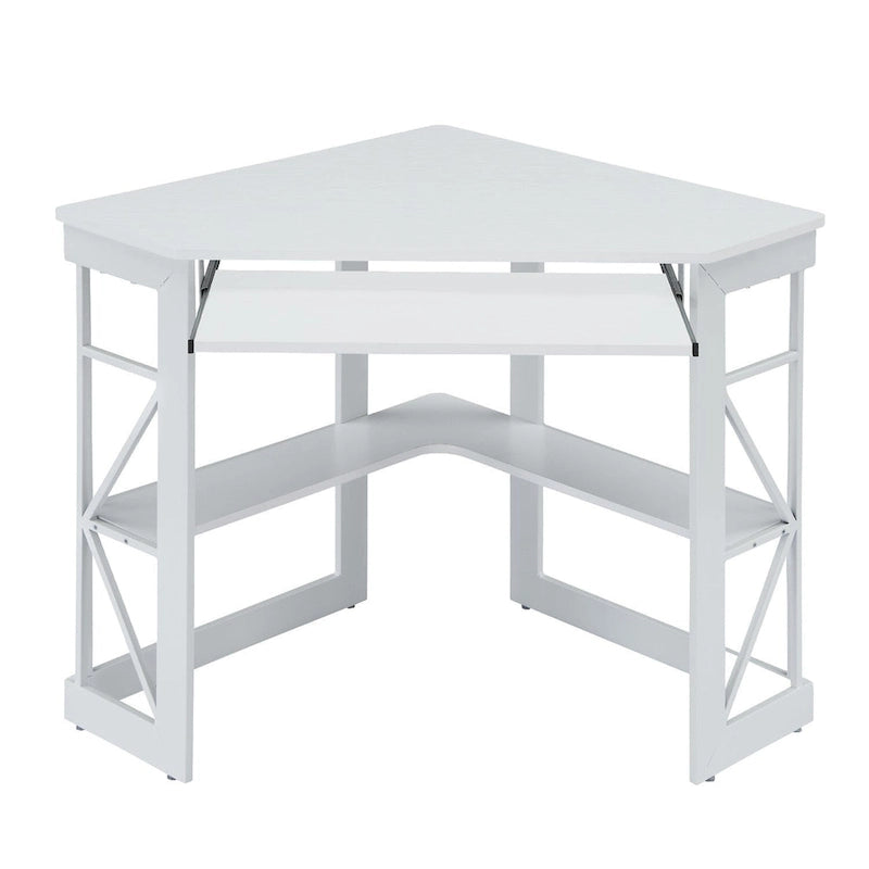 Javlergo Corner Desk with Keyboard Tray, Study Writing Computer Table for College Dorm Home Office