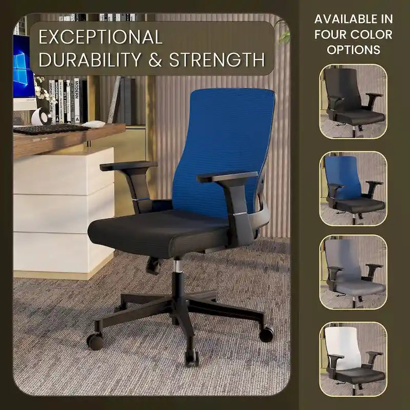 Adjustable Mid-Back Office Chair with 360-Degree Swivel and Tilt Brio Series by LeisureMod