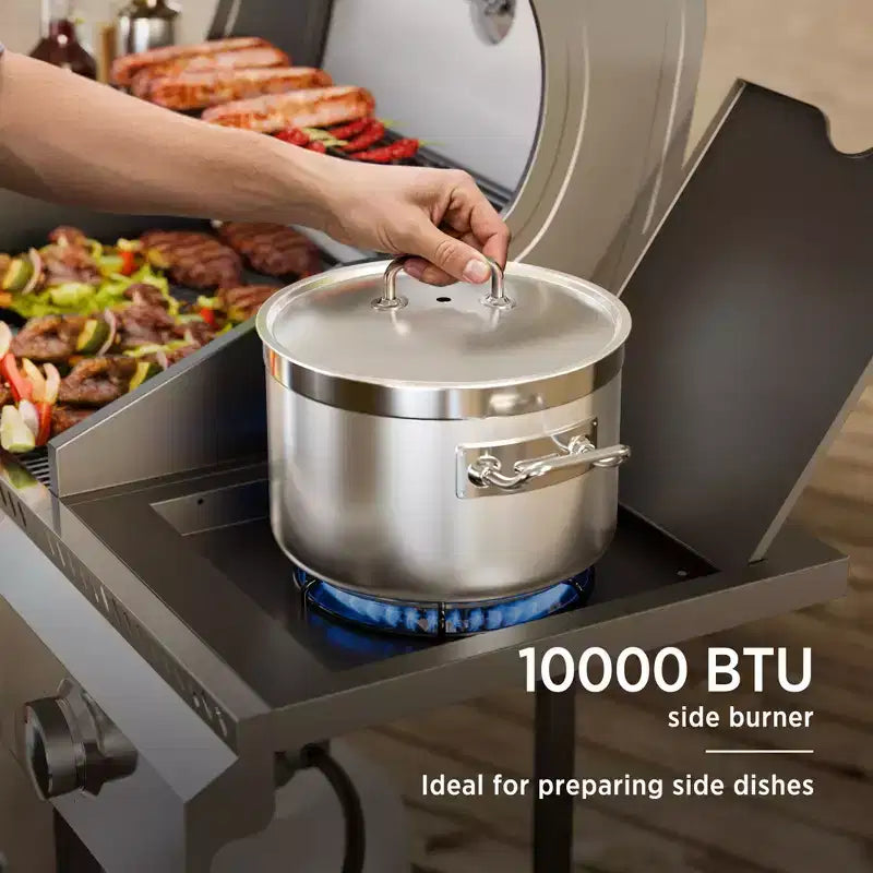 R.W. FLAME BBQ Gas Grill  34,000 BTU Propane, Enamel Grates, Removable Grease Tray, Ideal for Outdoor Cooking, Camping, Backyard, Patio & Deck