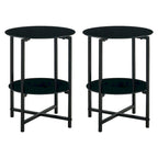 2-piece set,Tempered Glass End Table, Round Coffee Table for Bedroom Living Room Office