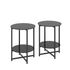 2-piece set,Tempered Glass End Table, Round Coffee Table for Bedroom Living Room Office