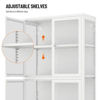 Four Glass Door Storage Cabinet with Adjustable Shelves and Feet Cold-Rolled Steel Sideboard Furniture