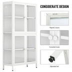 Four Glass Door Storage Cabinet with Adjustable Shelves and Feet Cold-Rolled Steel Sideboard Furniture