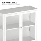 Four Glass Door Storage Cabinet with Adjustable Shelves and Feet Cold-Rolled Steel Sideboard Furniture
