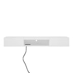 White Wall Mounted Floating TV Stand with 16-Color LED Lights for 65 Inch TV