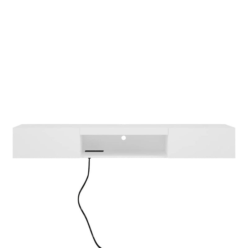 White Wall Mounted Floating TV Stand with 16-Color LED Lights for 65 Inch TV