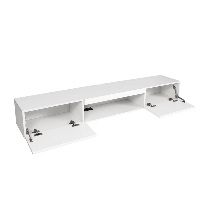 White Wall Mounted Floating TV Stand with 16-Color LED Lights for 65 Inch TV