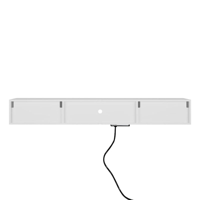 White Wall Mounted Floating TV Stand with 16-Color LED Lights for 65 Inch TV