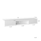 White Wall Mounted Floating TV Stand with 16-Color LED Lights for 65 Inch TV