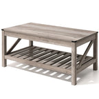 VredHom Coffee Table Center Table Tea Table with Shelf - 18.1 in H x 40.2 in W x 22 in D