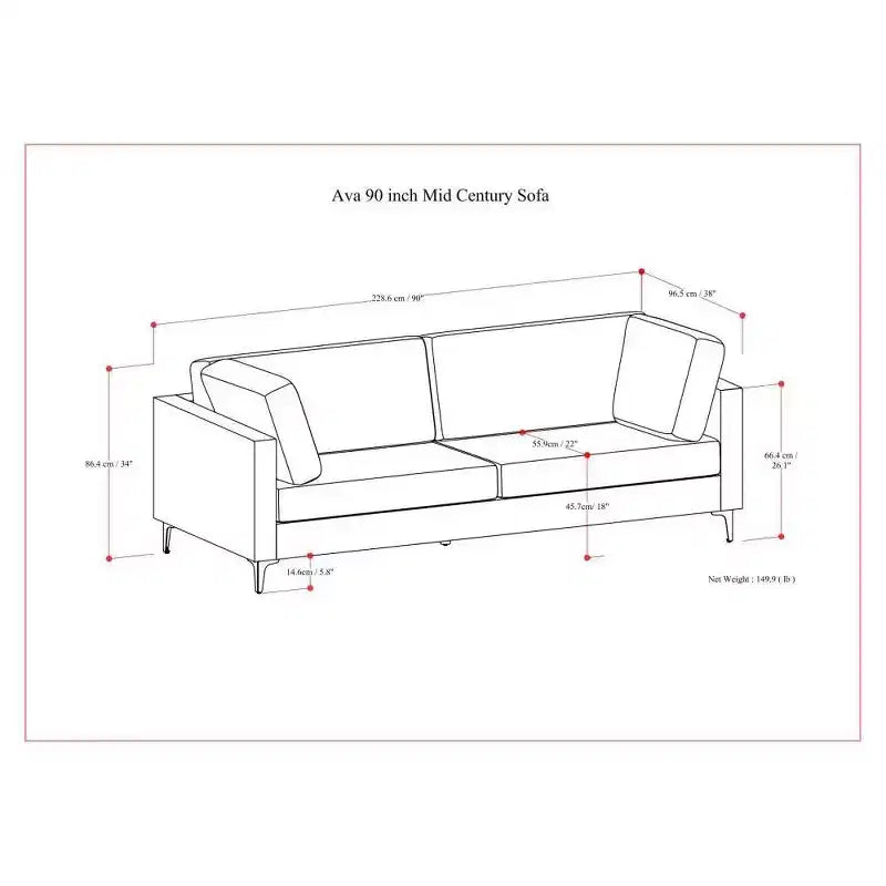 WyndenHall 90 Lana Mid Century Sofa