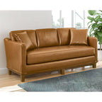Canapé 3 places rembourré Brookside Jolene avec base en bois et coussins décoratifs