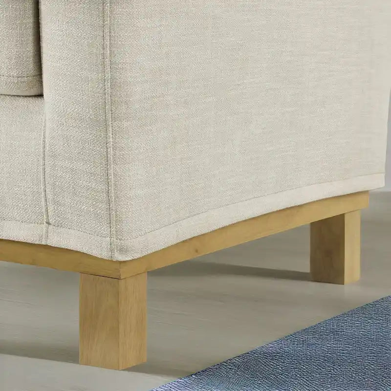 Canapé 3 places rembourré Brookside Jolene avec base en bois et coussins décoratifs