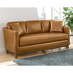 Canapé 3 places rembourré Brookside Jolene avec base en bois et coussins décoratifs