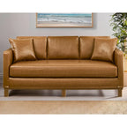 Canapé 3 places rembourré Brookside Jolene avec base en bois et coussins décoratifs