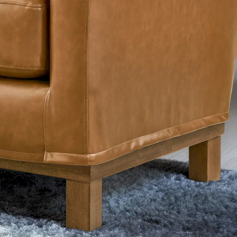 Canapé 3 places rembourré Brookside Jolene avec base en bois et coussins décoratifs