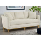 Canapé 3 places rembourré Brookside Jolene avec base en bois et coussins décoratifs