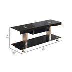 60 Inch TV Entertainment Console, Long Glass Media Shelf, Chrome Accents