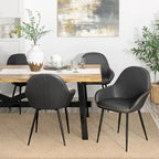 Glitzhome Lot de 4 Fauteuils de Salle à Manger d'Appoint en Similicuir Cousu de Style Mid-Century