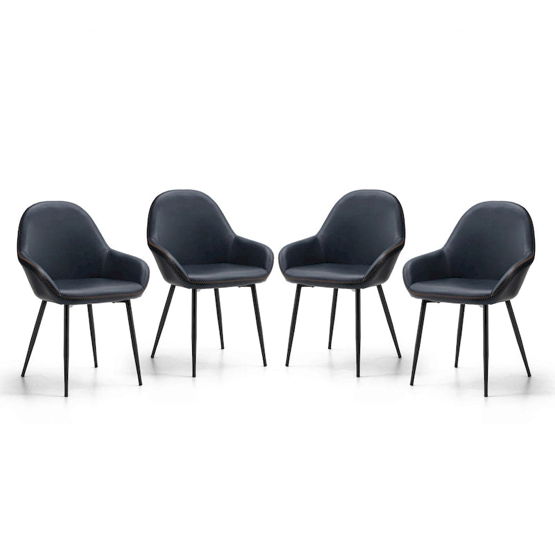 Glitzhome Lot de 4 Fauteuils de Salle à Manger d'Appoint en Similicuir Cousu de Style Mid-Century