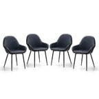 Glitzhome Lot de 4 Fauteuils de Salle à Manger d'Appoint en Similicuir Cousu de Style Mid-Century