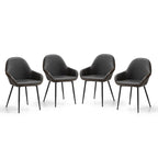 Glitzhome Lot de 4 Fauteuils de Salle à Manger d'Appoint en Similicuir Cousu de Style Mid-Century