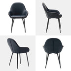 Glitzhome Lot de 4 Fauteuils de Salle à Manger d'Appoint en Similicuir Cousu de Style Mid-Century