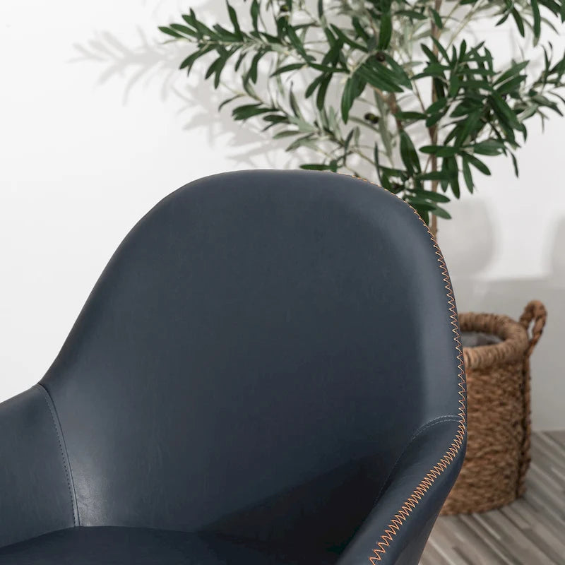 Glitzhome Lot de 4 Fauteuils de Salle à Manger d'Appoint en Similicuir Cousu de Style Mid-Century