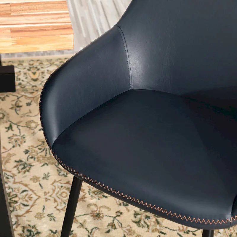 Glitzhome Lot de 4 Fauteuils de Salle à Manger d'Appoint en Similicuir Cousu de Style Mid-Century