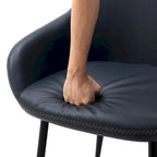Glitzhome Lot de 4 Fauteuils de Salle à Manger d'Appoint en Similicuir Cousu de Style Mid-Century