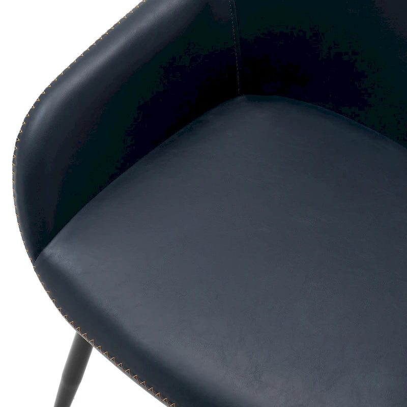 Glitzhome Lot de 4 Fauteuils de Salle à Manger d'Appoint en Similicuir Cousu de Style Mid-Century