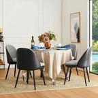 Glitzhome Lot de 4 Fauteuils de Salle à Manger d'Appoint en Similicuir Cousu de Style Mid-Century